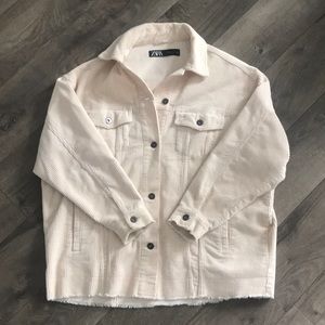 Zara Off White Oversized Shacket Button Up Collared Size Small